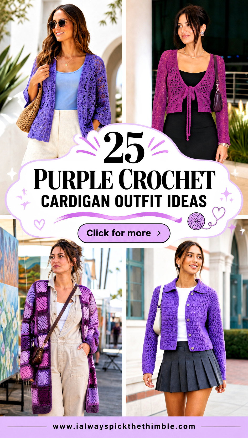 25 Purple Crochet Cardigan Outfit Ideas for Soft Layers - 25 Purple Crochet Cardigan Outfit Ideas for Soft Layers