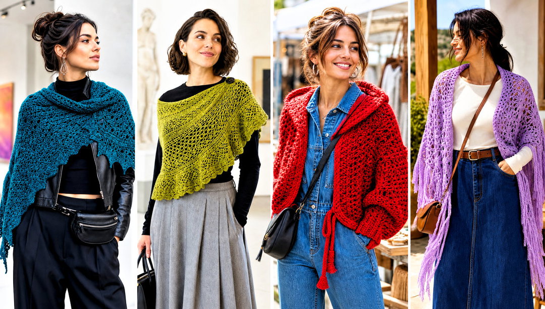 25 Quick Crochet Shawl Outfit Ideas for Dressy Layers