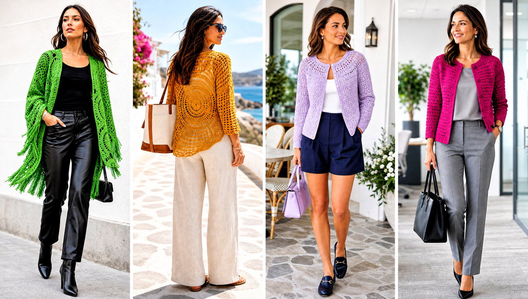 25 Round Crochet Cardigan Outfit Ideas for Relaxed Layering
