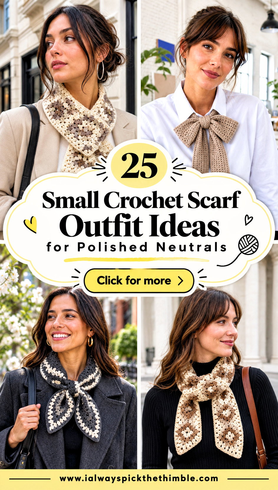 25 Small Crochet Scarf Outfit Ideas for Polished Neutrals - 25 Small Crochet Scarf Outfit Ideas for Polished Neutrals