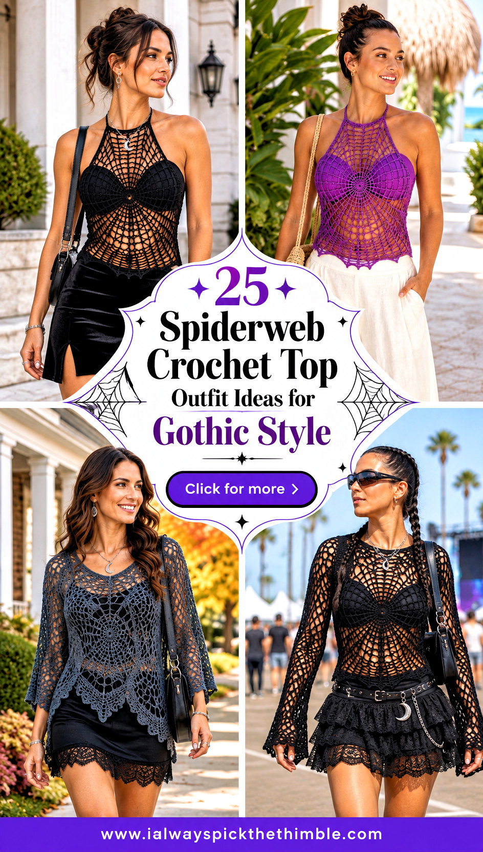 25 Spiderweb Crochet Top Outfit Ideas for Gothic Style - 25 Spiderweb Crochet Top Outfit Ideas for Gothic Style