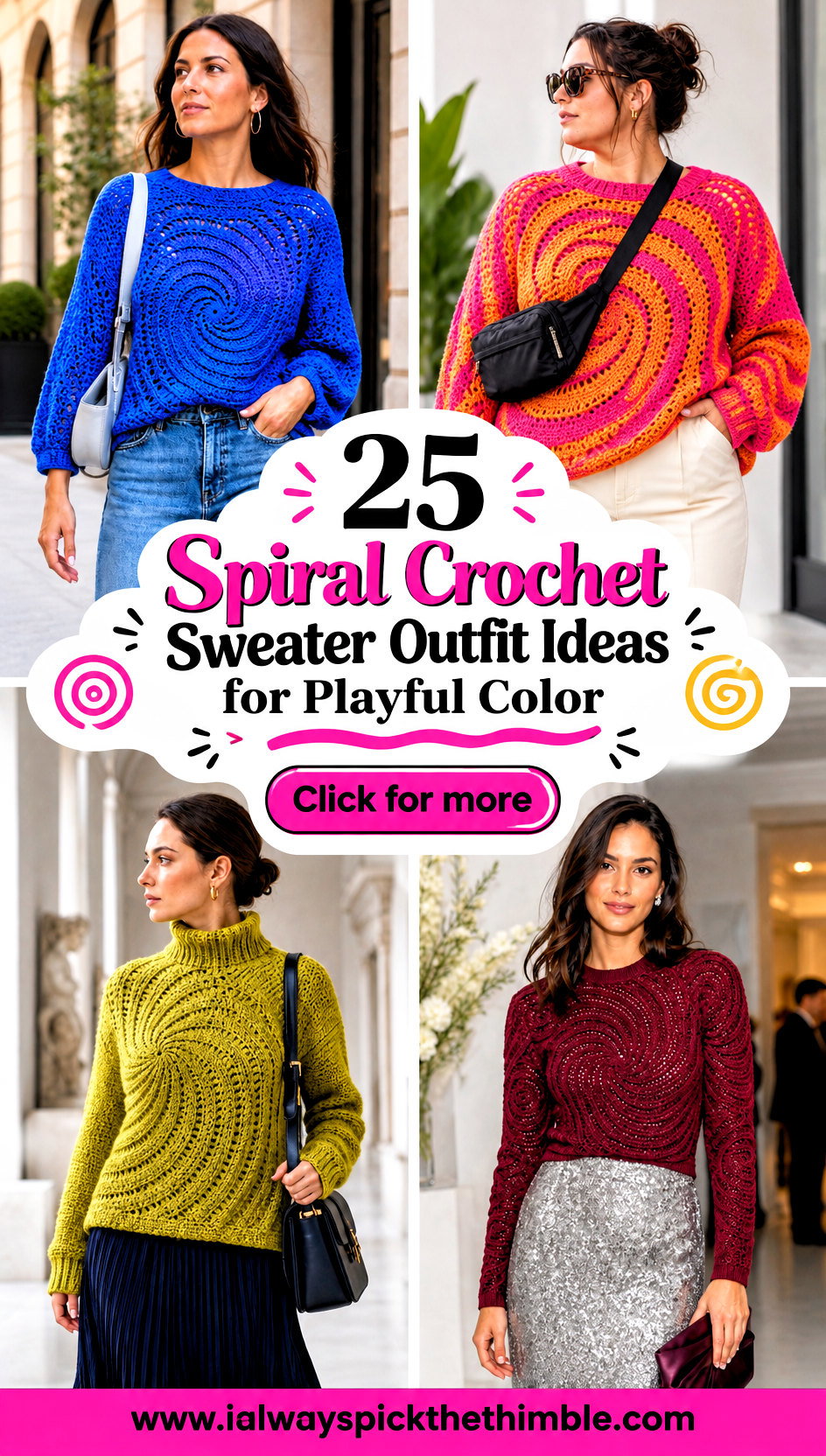 25 Spiral Crochet Sweater Outfit Ideas for Playful Color - 25 Spiral Crochet Sweater Outfit Ideas for Playful Color