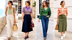 25 Striped Crochet Top Outfit Ideas for Beach Days