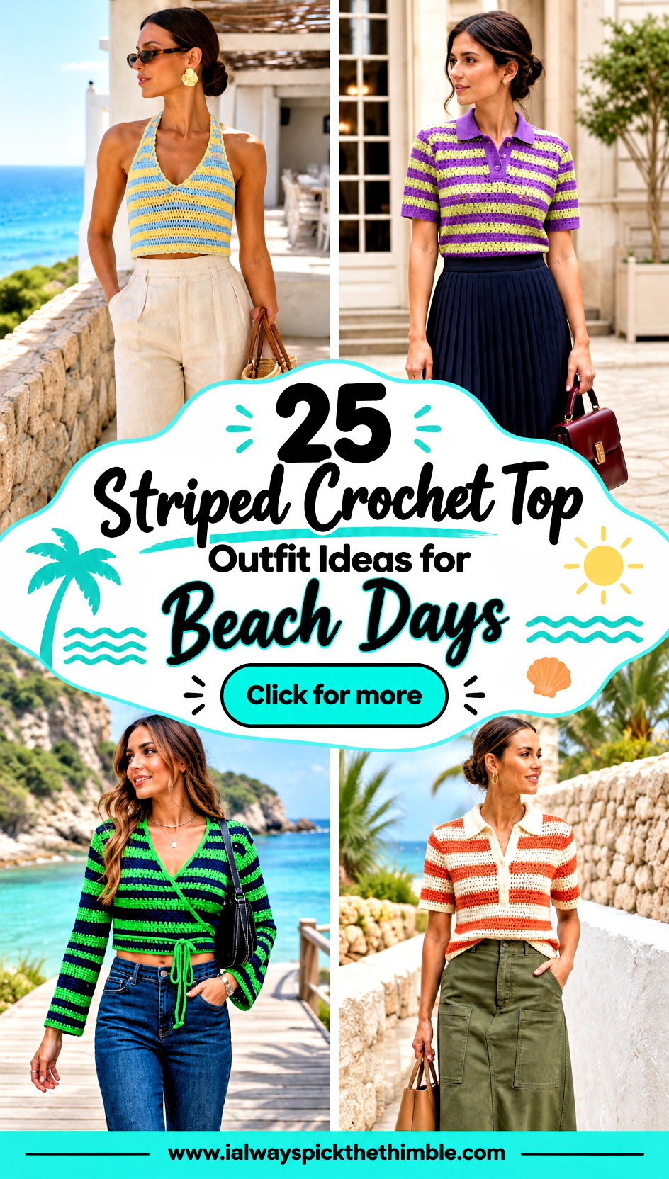 25 Striped Crochet Top Outfit Ideas for Beach Days - 25 Striped Crochet Top Outfit Ideas for Beach Days