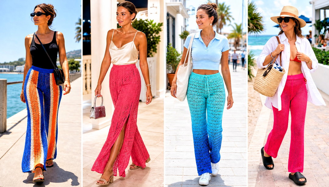 25 Summer Crochet Pants Outfit Ideas for Poolside Days