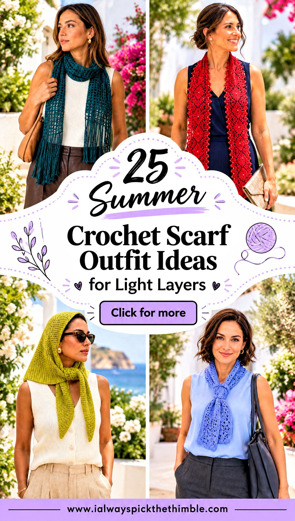 25 Summer Crochet Scarf Outfit Ideas for Light Layers - 25 Summer Crochet Scarf Outfit Ideas for Light Layers