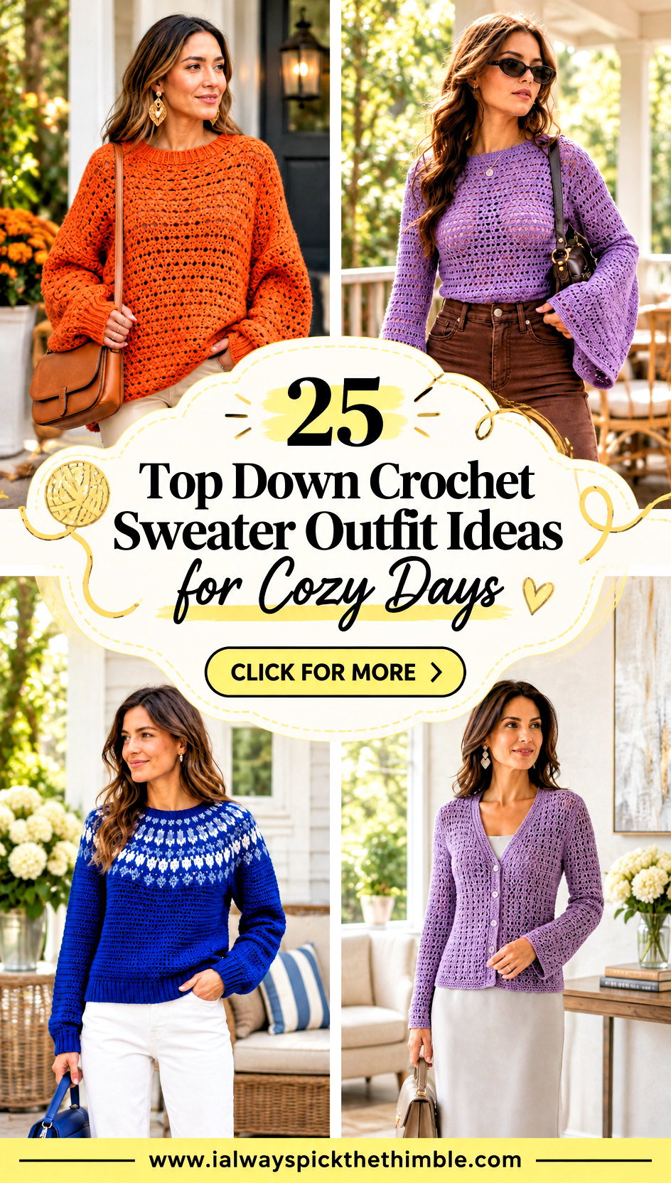 25 Top Down Crochet Sweater Outfit Ideas for Cozy Days - 25 Top Down Crochet Sweater Outfit Ideas for Cozy Days
