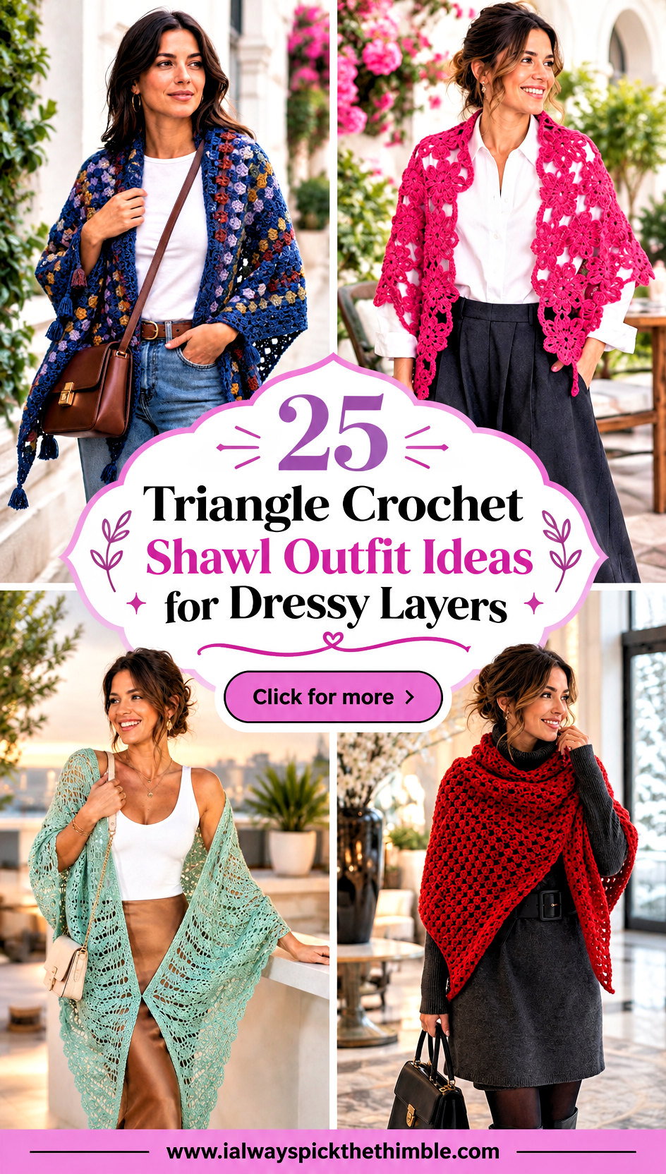 25 Triangle Crochet Shawl Outfit Ideas for Dressy Layers - 25 Triangle Crochet Shawl Outfit Ideas for Dressy Layers
