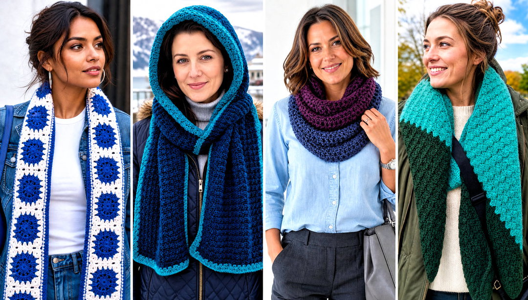 25 Two Color Crochet Scarf Outfit Ideas for Bold Contrast