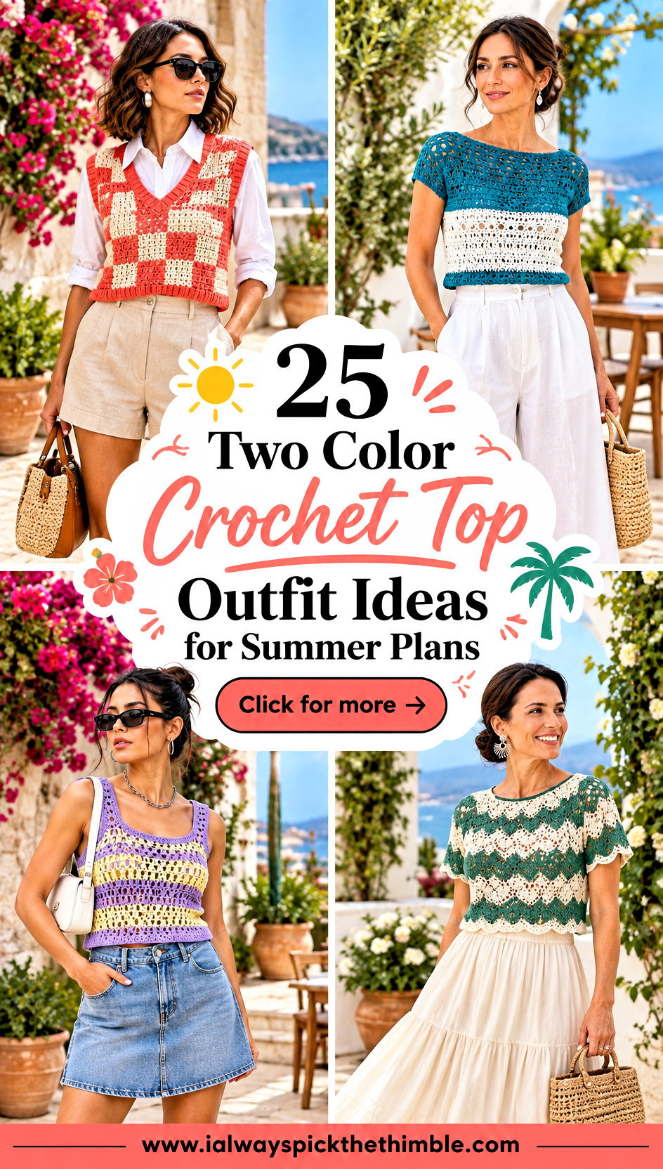 25 Two Color Crochet Top Outfit Ideas for Summer Plans - 25 Two Color Crochet Top Outfit Ideas for Summer Plans