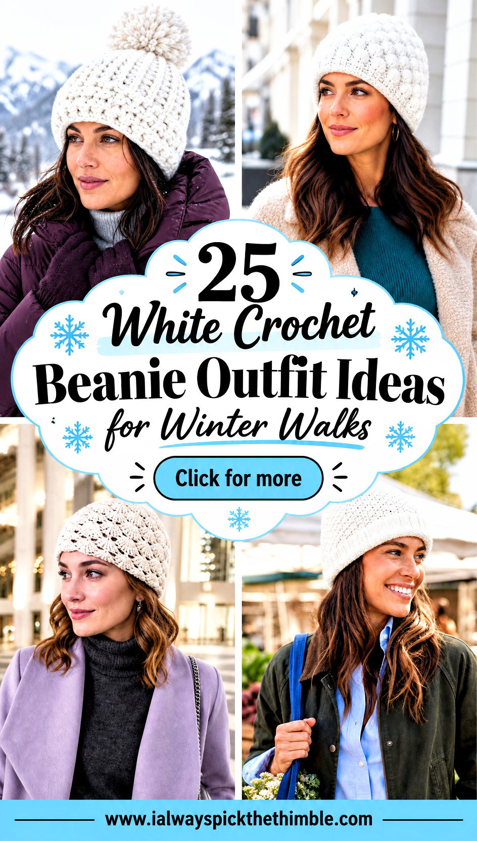 25 White Crochet Beanie Outfit Ideas for Winter Walks - 25 White Crochet Beanie Outfit Ideas for Winter Walks