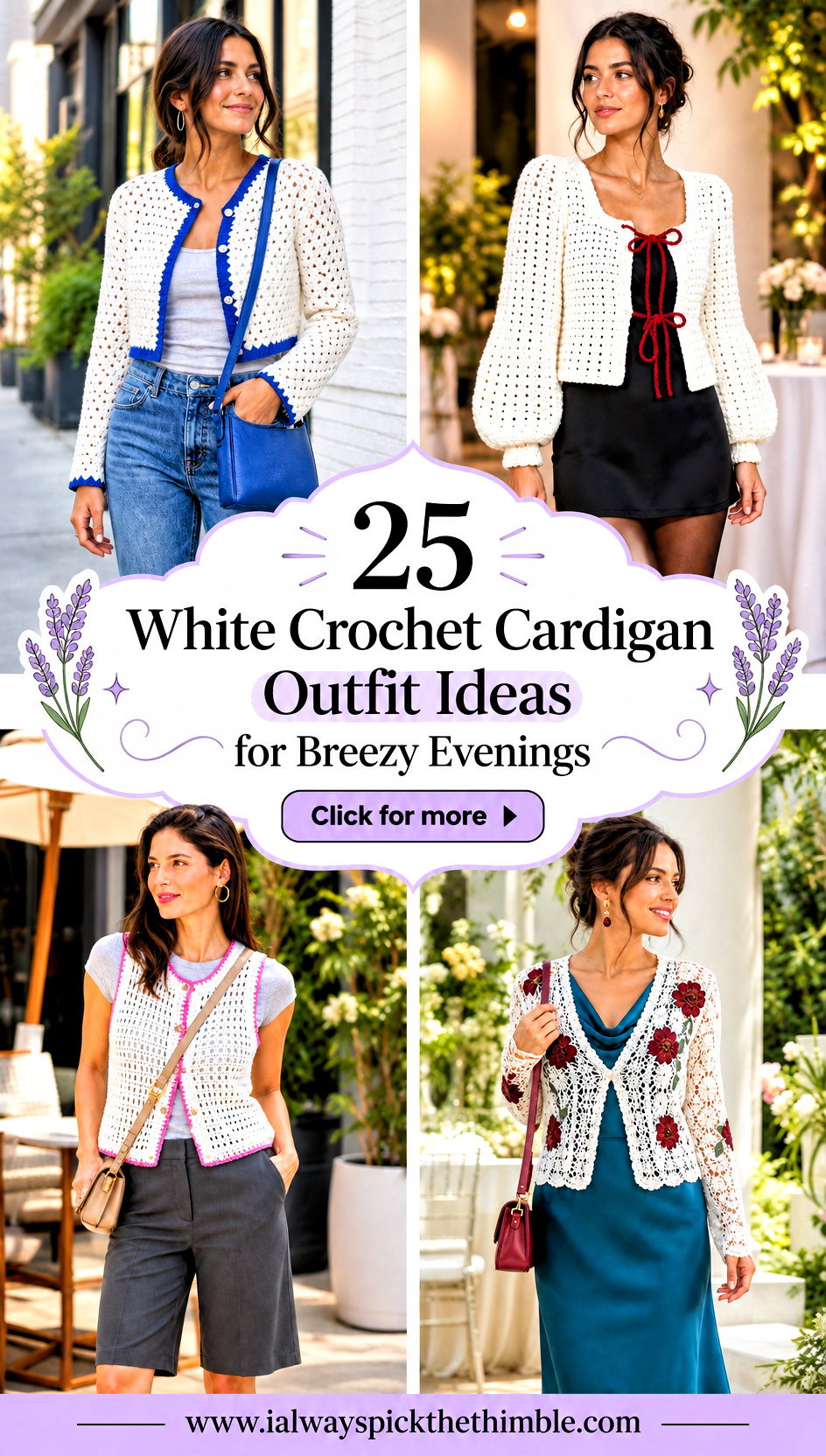 25 White Crochet Cardigan Outfit Ideas for Breezy Evenings - 25 White Crochet Cardigan Outfit Ideas for Breezy Evenings