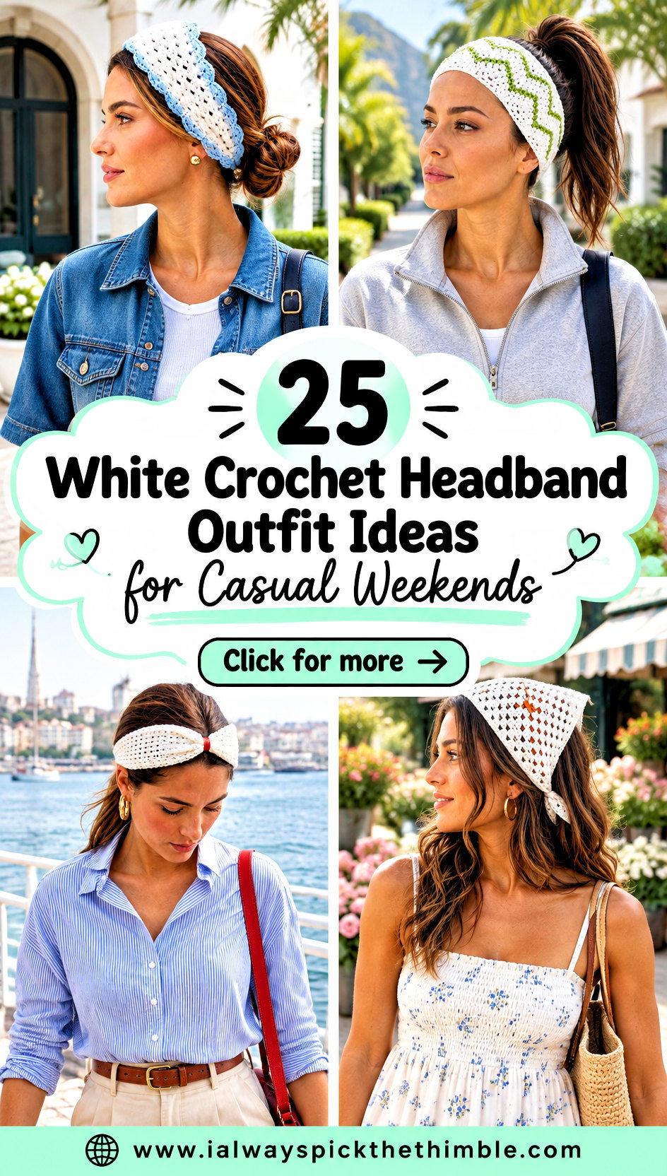 25 White Crochet Headband Outfit Ideas for Casual Weekends - 25 White Crochet Headband Outfit Ideas for Casual Weekends