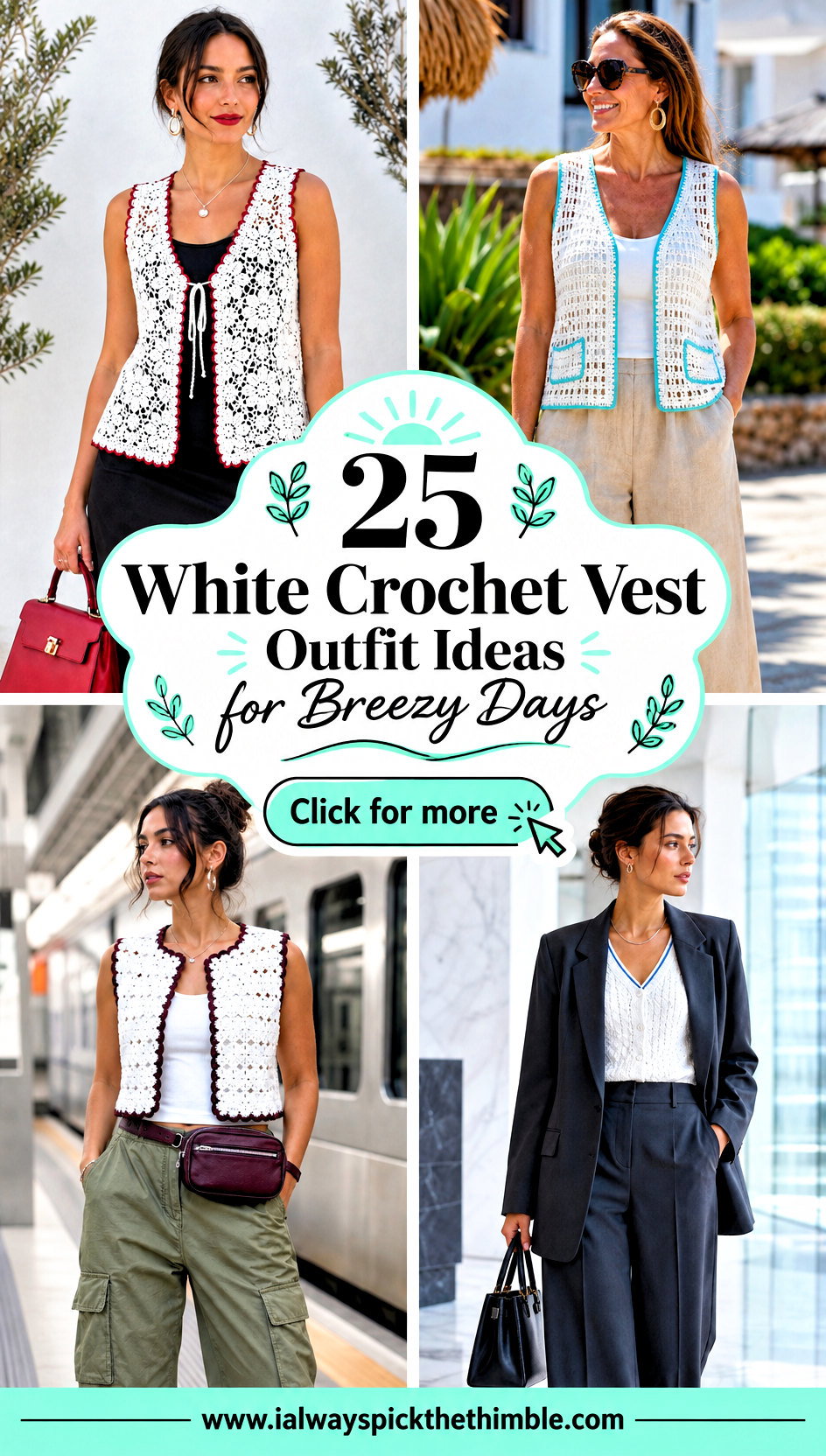25 White Crochet Vest Outfit Ideas for Breezy Days - 25 White Crochet Vest Outfit Ideas for Breezy Days