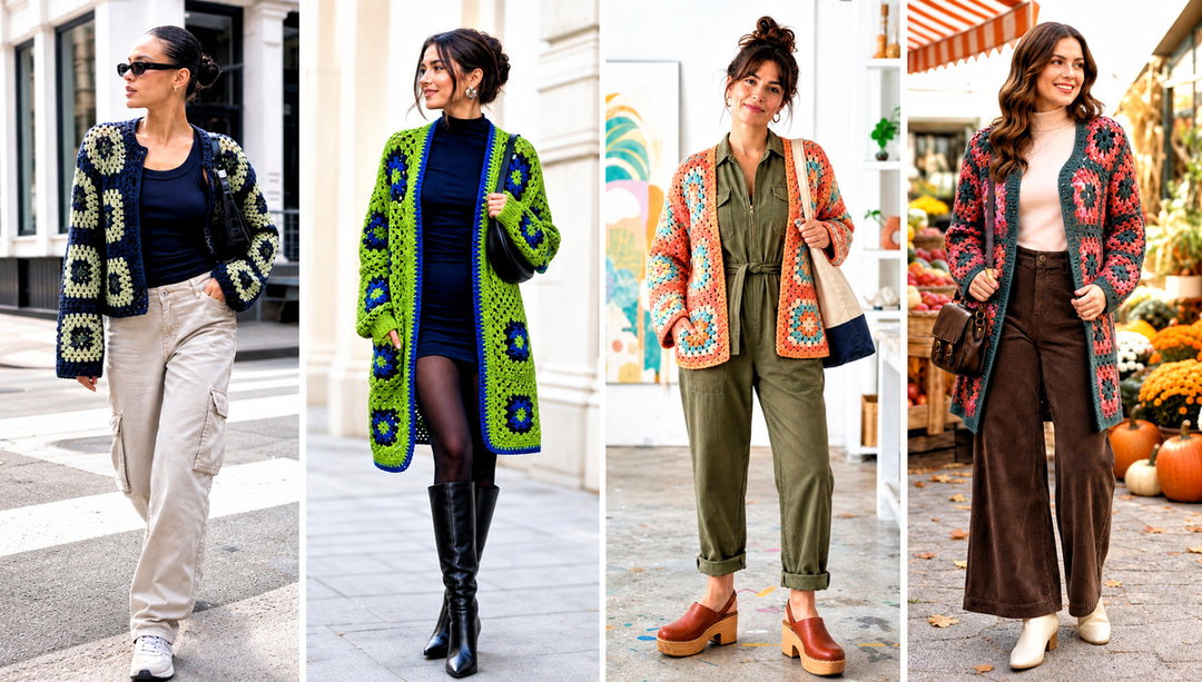 25 Willow Granny Square Cardigan Outfit Ideas for Layering
