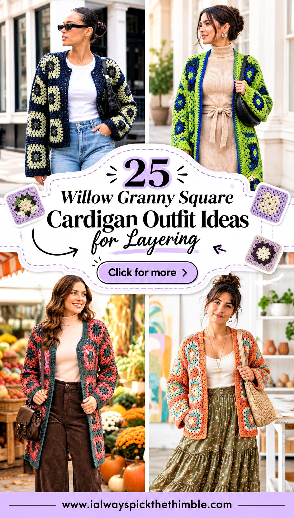25 Willow Granny Square Cardigan Outfit Ideas for Layering - 25 Willow Granny Square Cardigan Outfit Ideas for Layering
