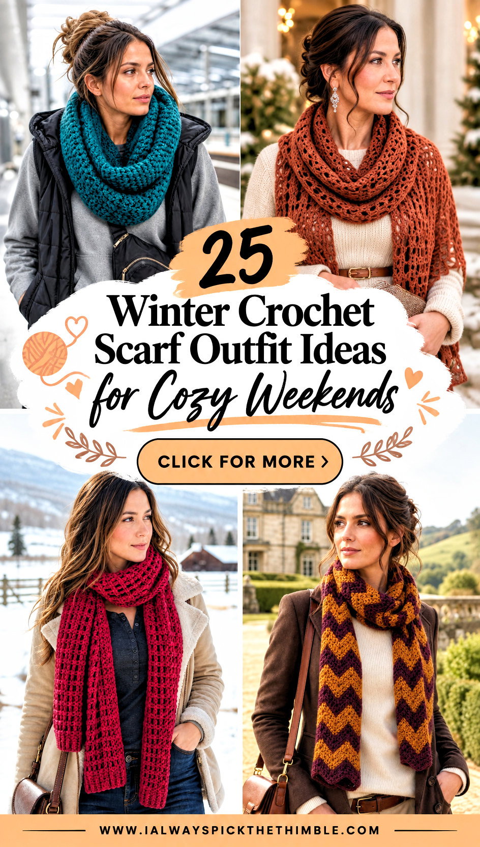 25 Winter Crochet Scarf Outfit Ideas for Cozy Weekends - 25 Winter Crochet Scarf Outfit Ideas for Cozy Weekends