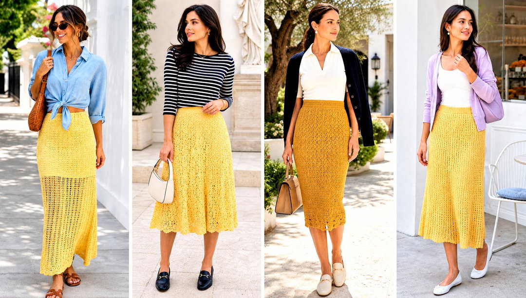 25 Yellow Crochet Skirt Outfit Ideas for Sunny Outings