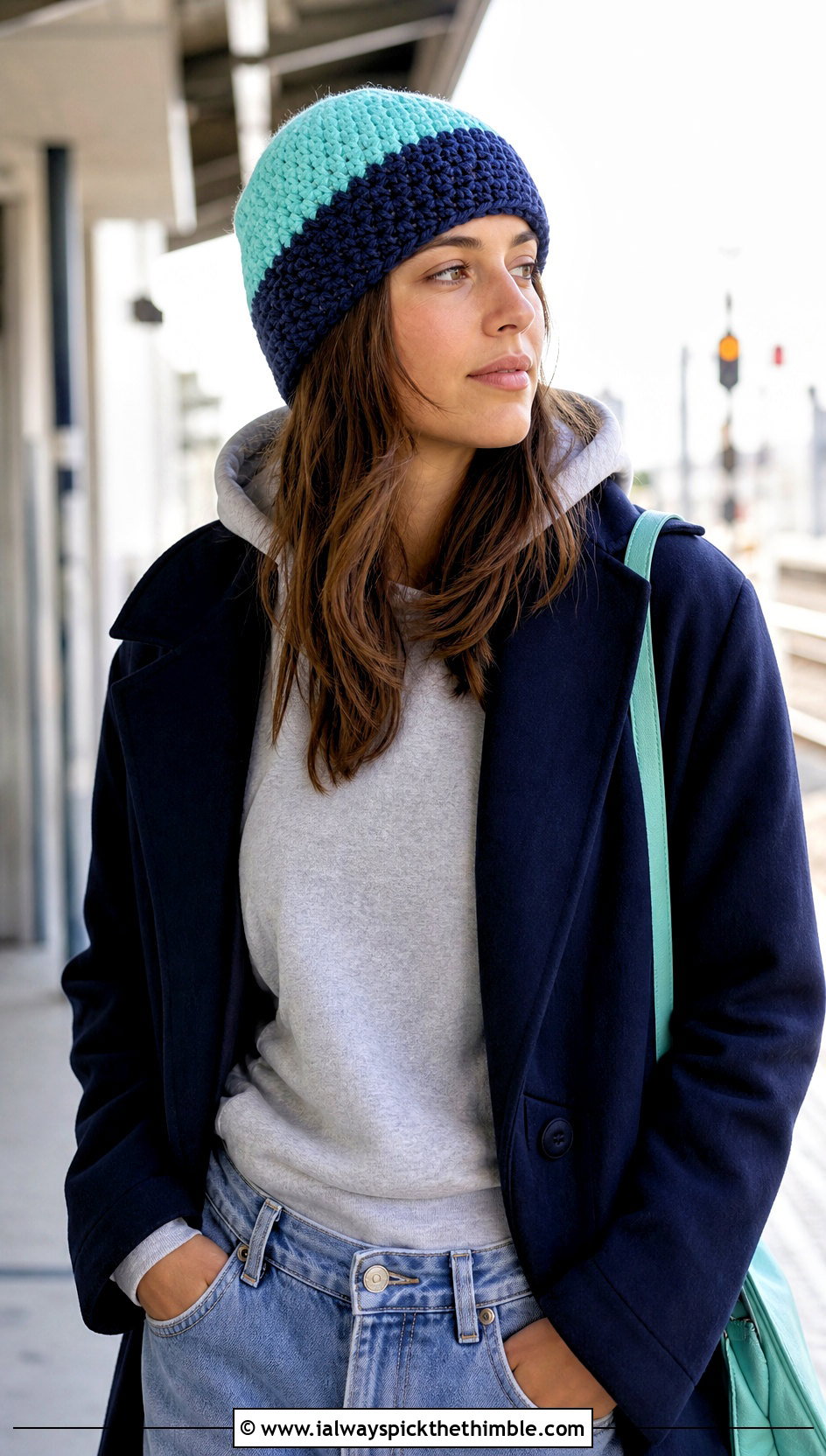 3 Weight Yarn Color Block Crochet Beanie With Hoodie And Long Coat - 20 3 Weight Yarn Crochet Beanie outfit ideas