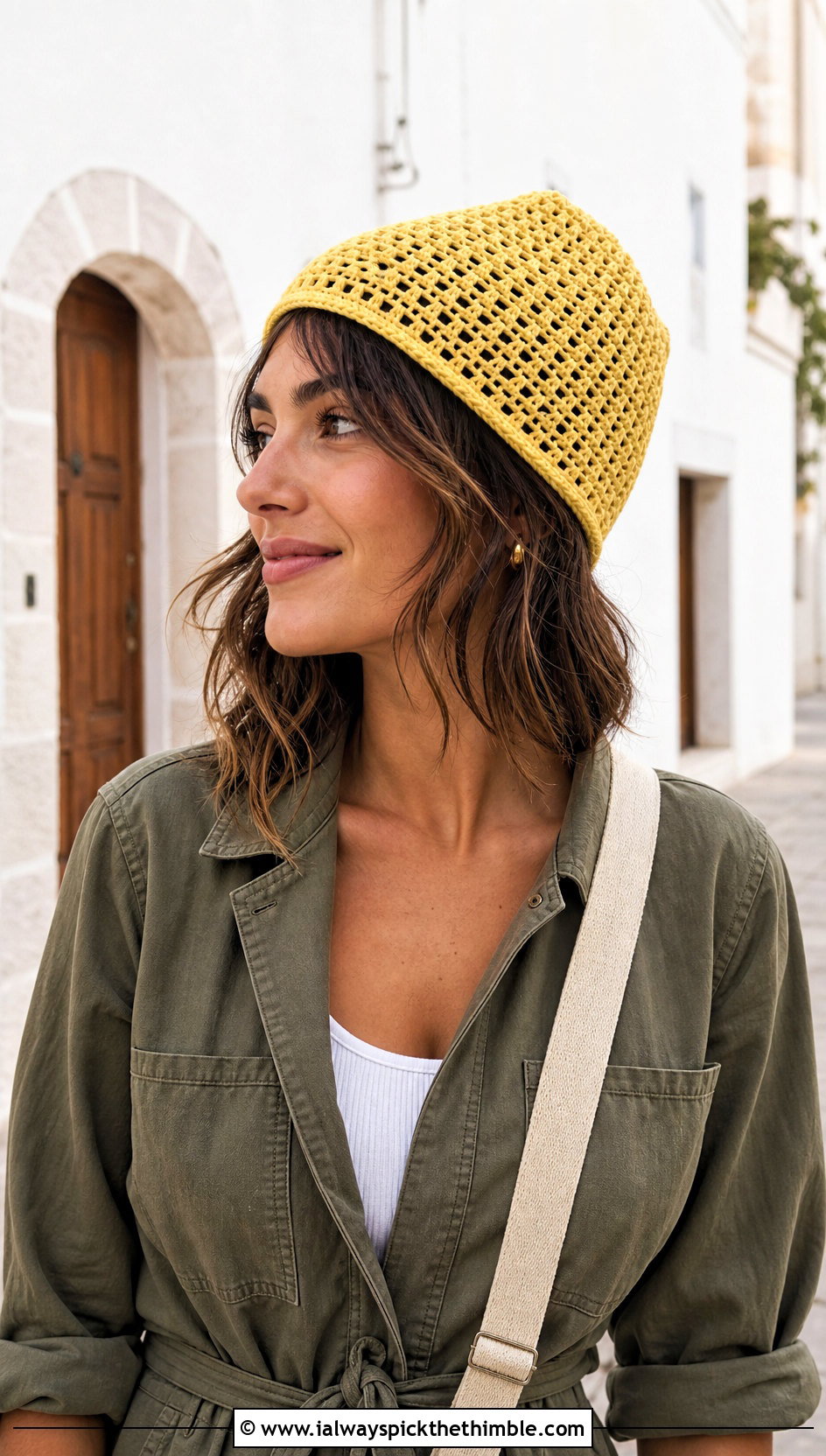 3 Weight Yarn Mesh Crochet Beanie With Utility Jumpsuit And Sneakers - 20 3 Weight Yarn Crochet Beanie outfit ideas