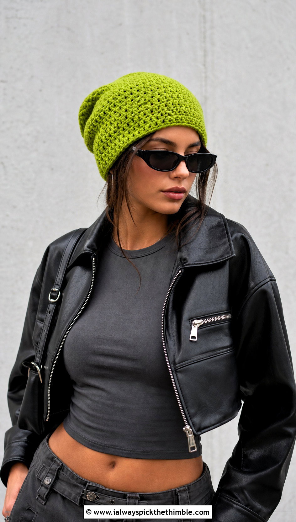3 Weight Yarn Slouchy Crochet Beanie With Leather Jacket And Cargo Pants - 20 3 Weight Yarn Crochet Beanie outfit ideas