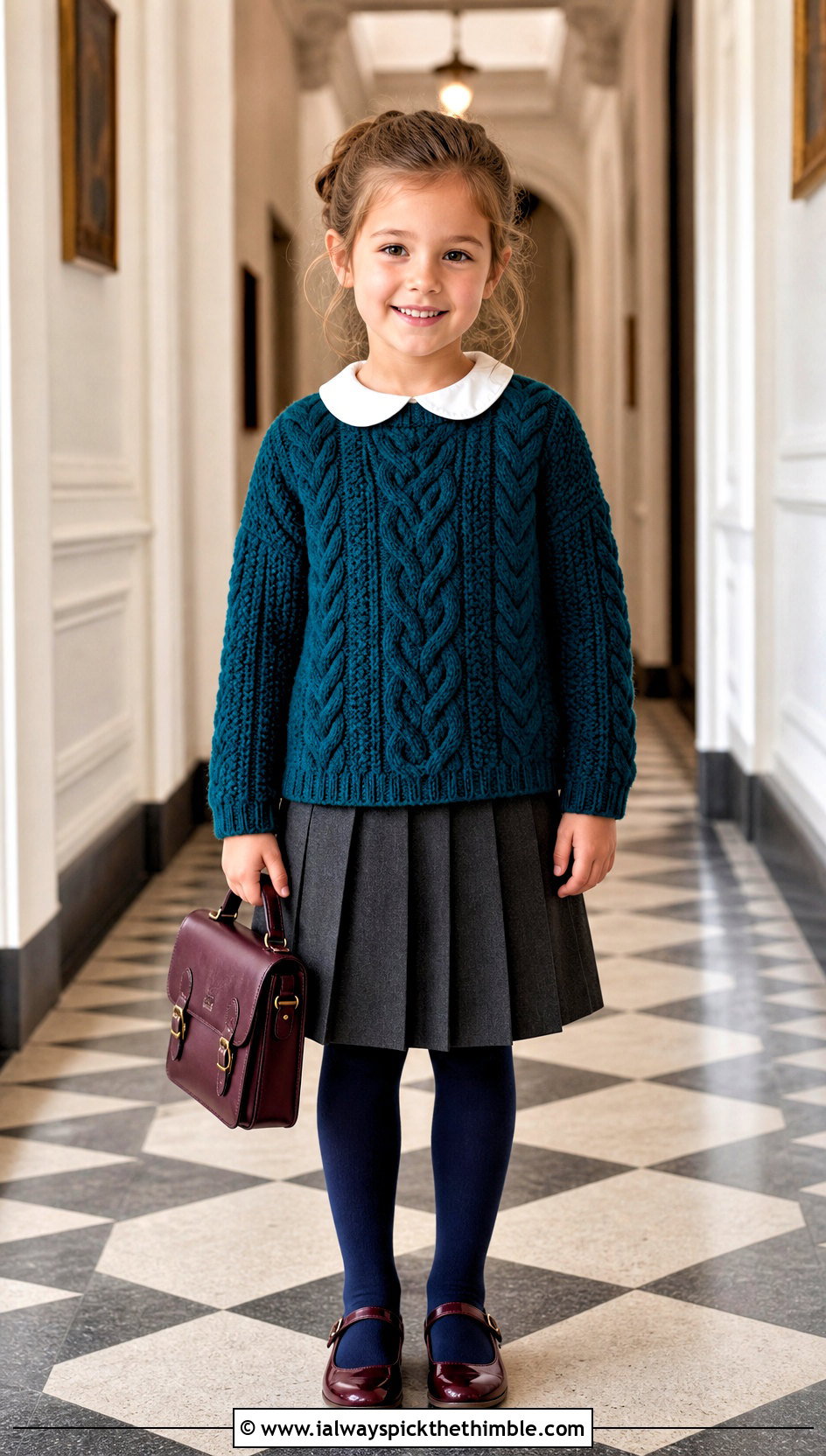 5T Cable Crochet Sweater With Pleated Skirt - 15 5T Crochet Sweater outfit ideas