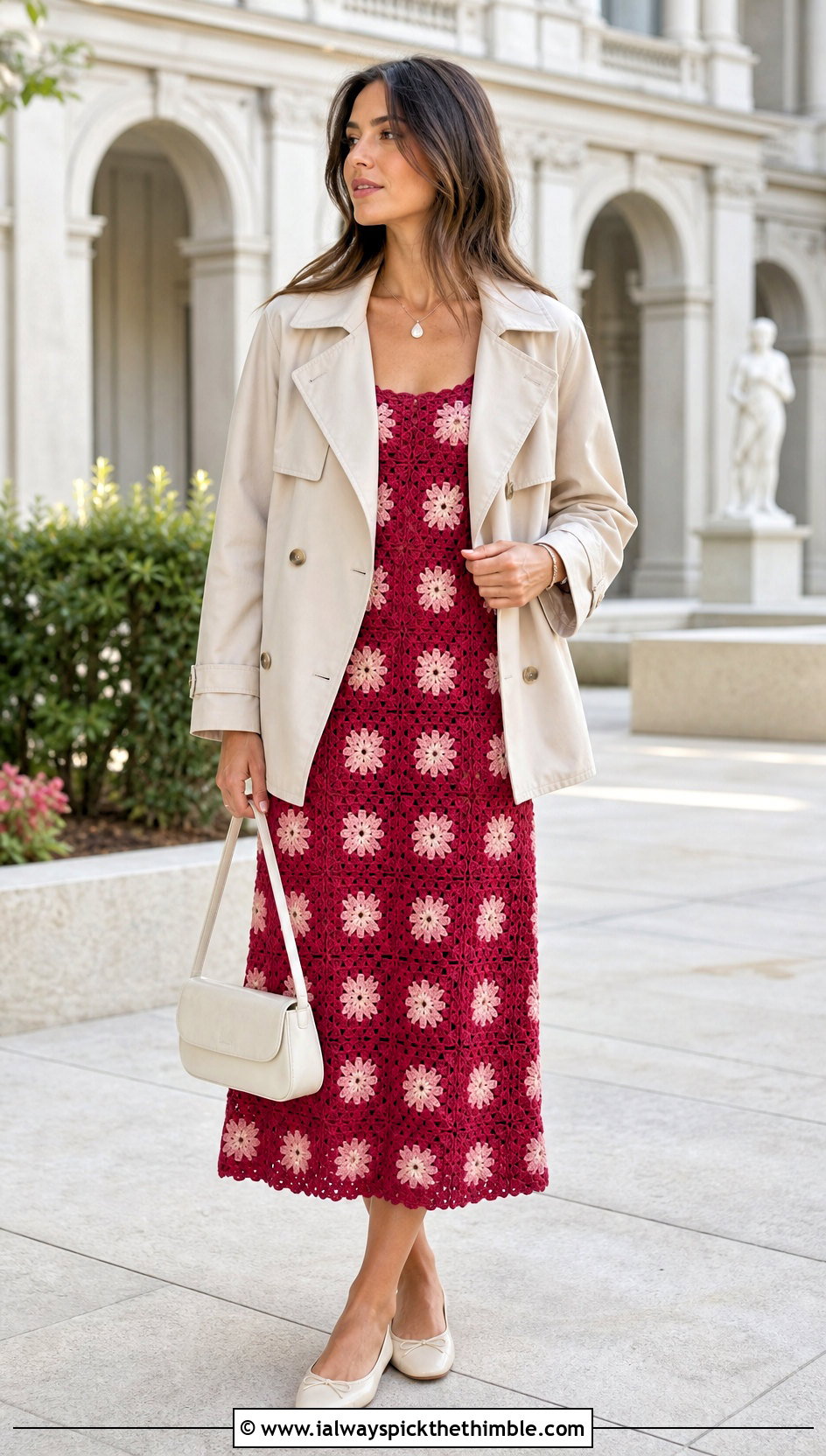 A Line Granny Square Dress With Ballet Flats - 25 granny square dress outfit ideas