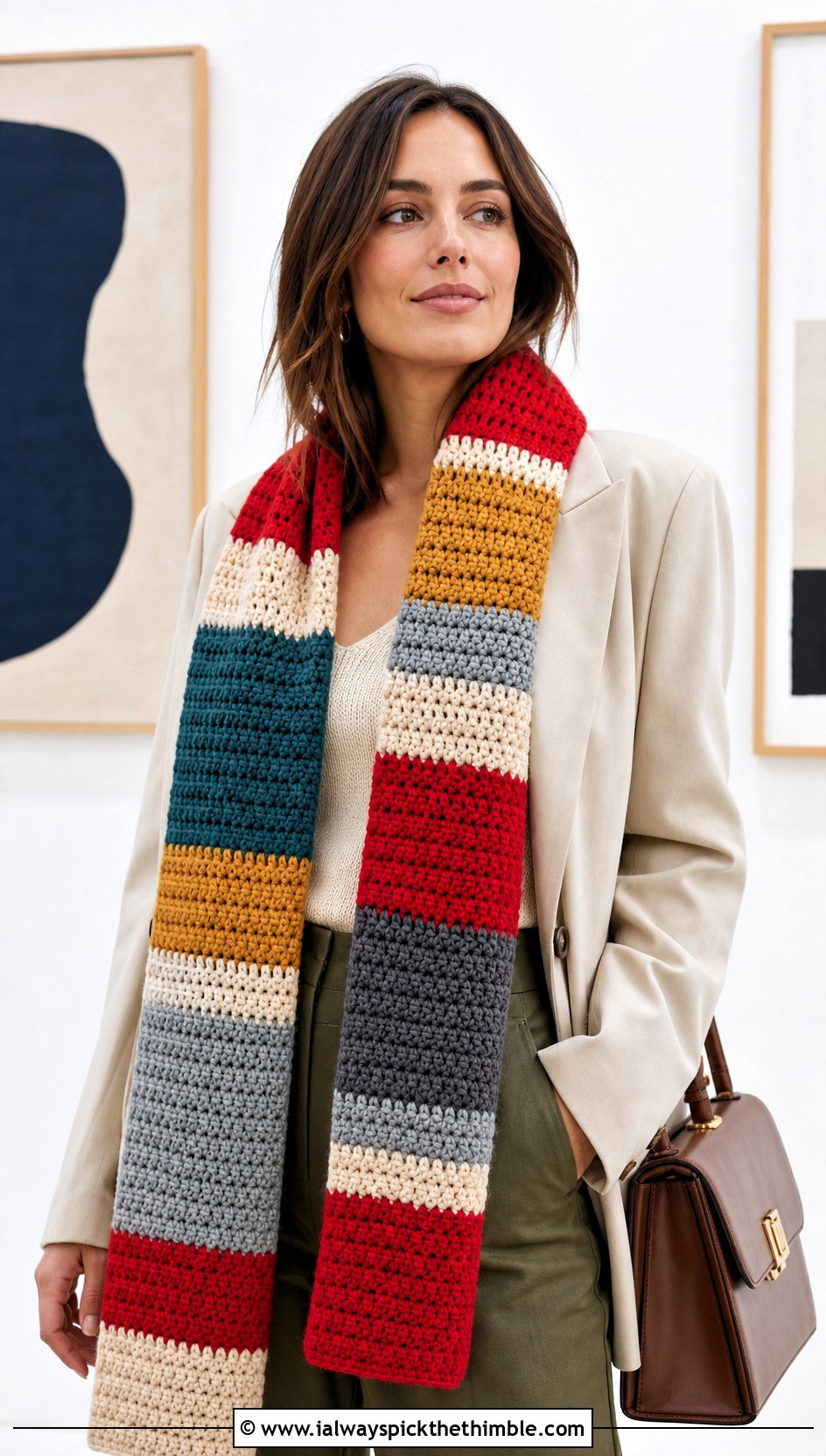 Acheson Hero Doctor Who Crochet Scarf With Blazer - 20 Doctor Who Crochet Scarf outfit ideas