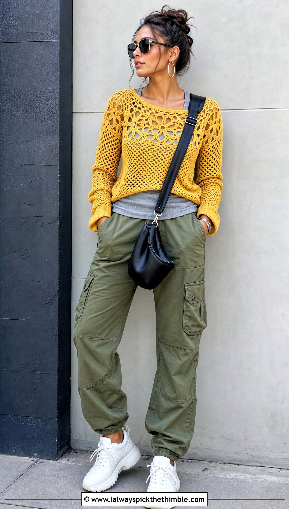 Adelaide Lace Crochet Sweater With Cargo Pants - 15 adelaide lace crochet sweater outfit ideas