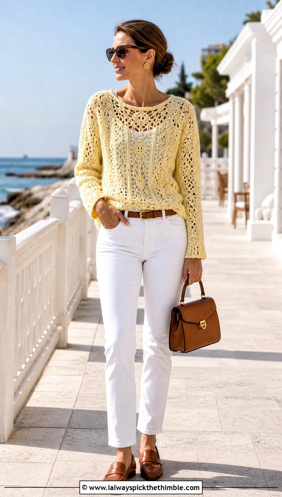 Adelaide Lace Crochet Sweater With White Jeans - 15 adelaide lace crochet sweater outfit ideas