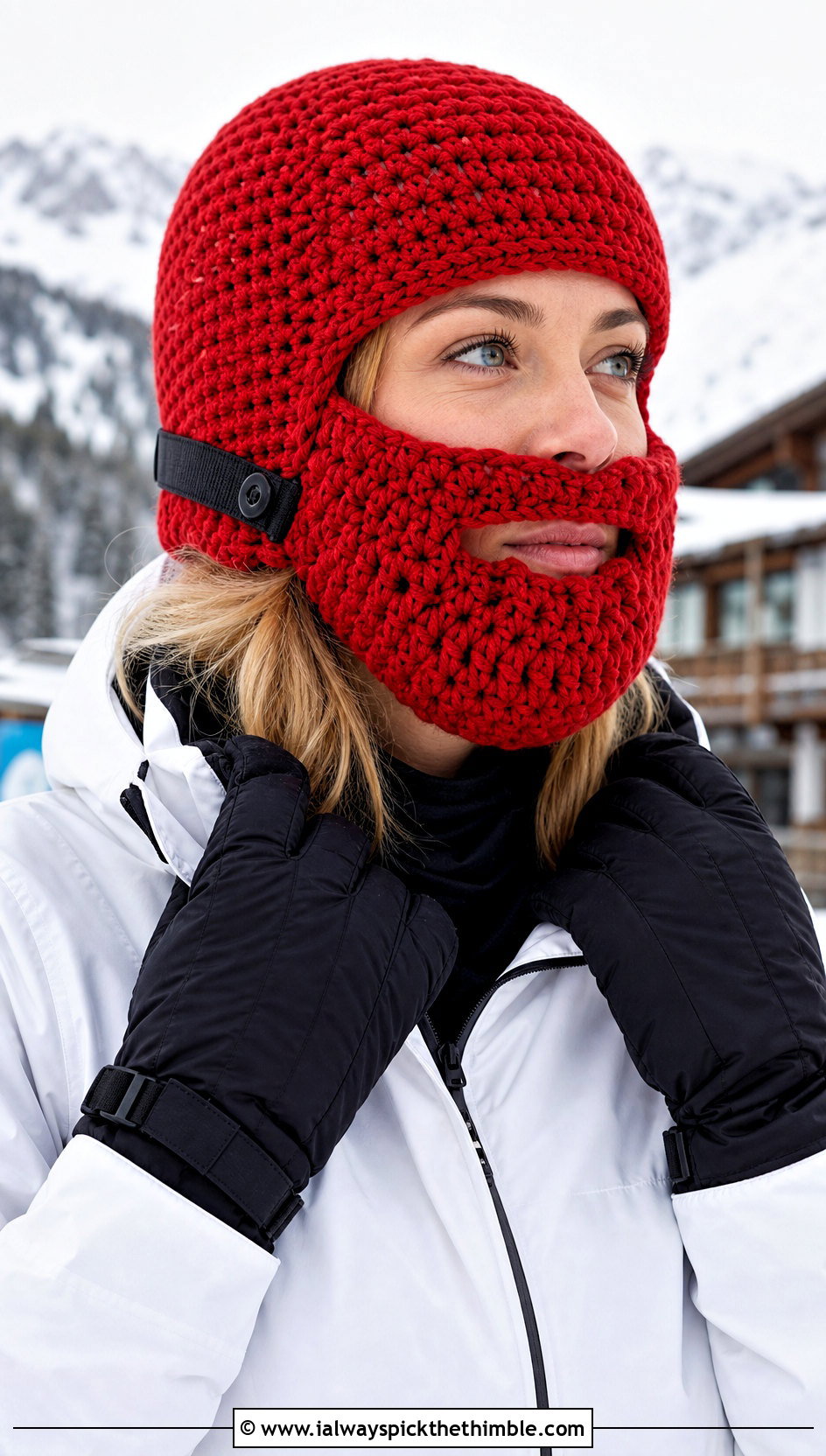 Adjustable Beard Crochet Hat With Ski Jacket - 20 Beard Crochet Hat outfit ideas