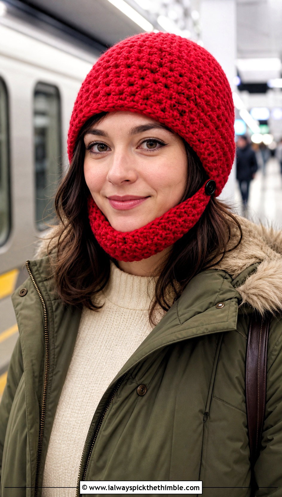 Adjustable Foldaway Beard Beanie With Parka - 25 crochet beard hat outfit ideas