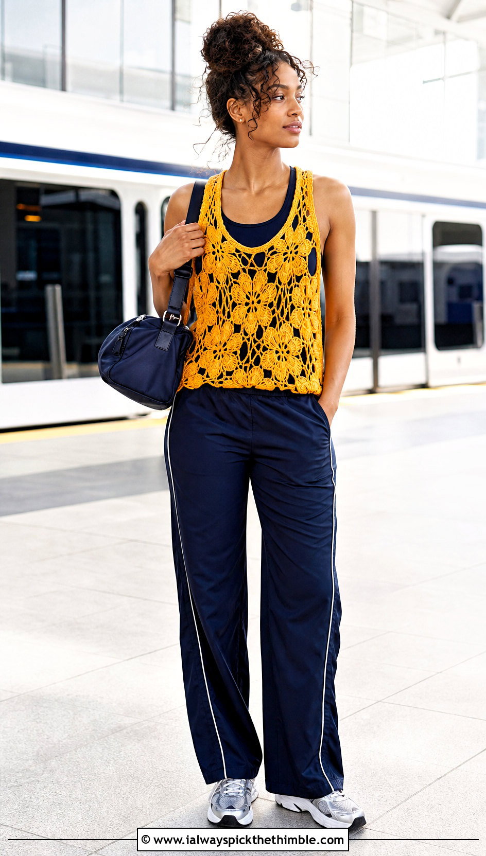 African Flower Racerback Top With Track Pants - 25 african flower crochet top outfit ideas