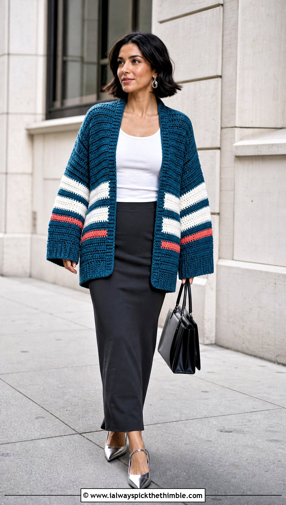 Ahsoka Striped Crochet Cardigan With Column Skirt - 20 Star Wars Crochet Clothes and outfit ideas