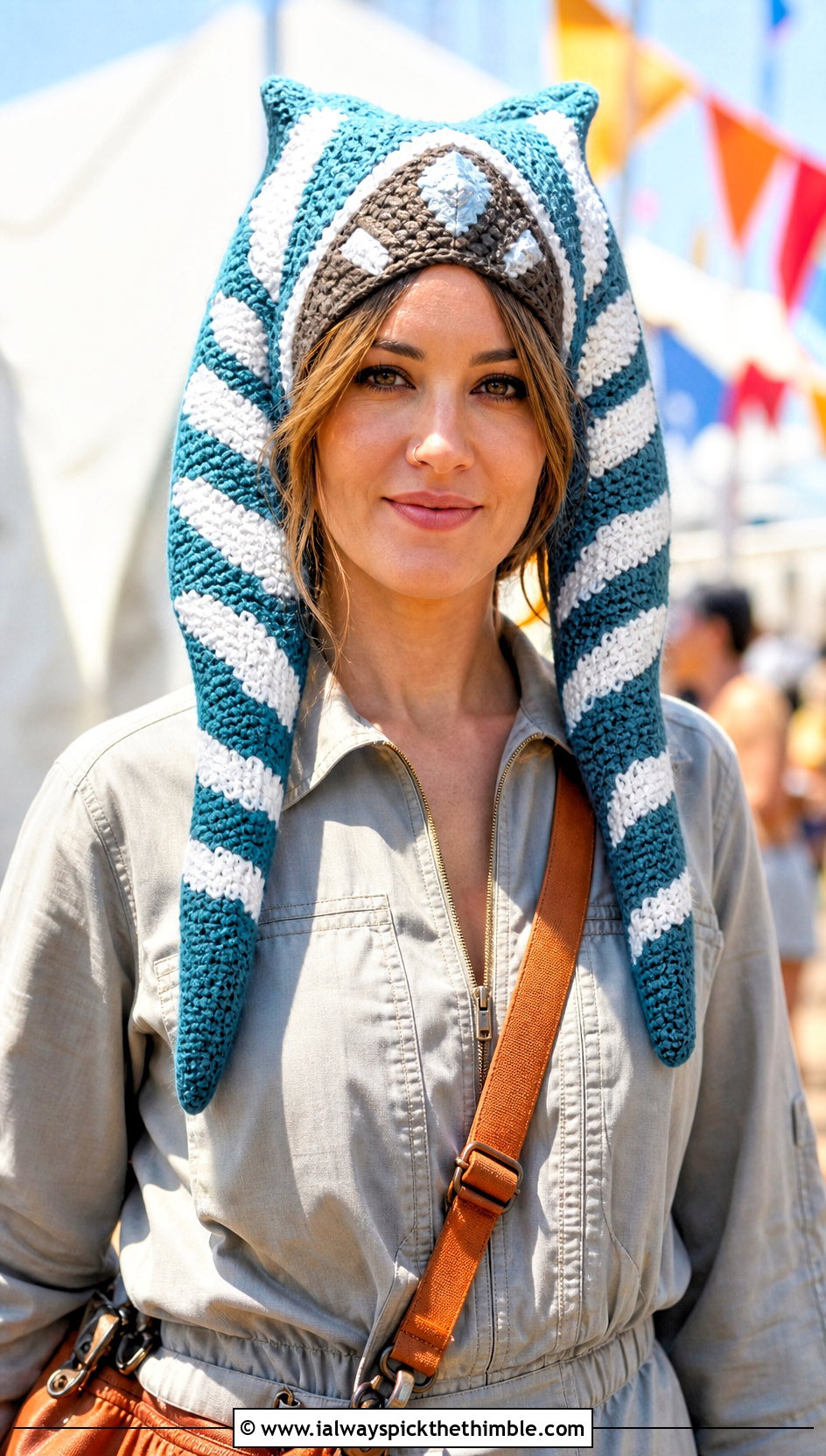 Ahsoka Tano Crochet Lekku Hat With Utility Jumpsuit - 20 crochet star wars hat outfit ideas