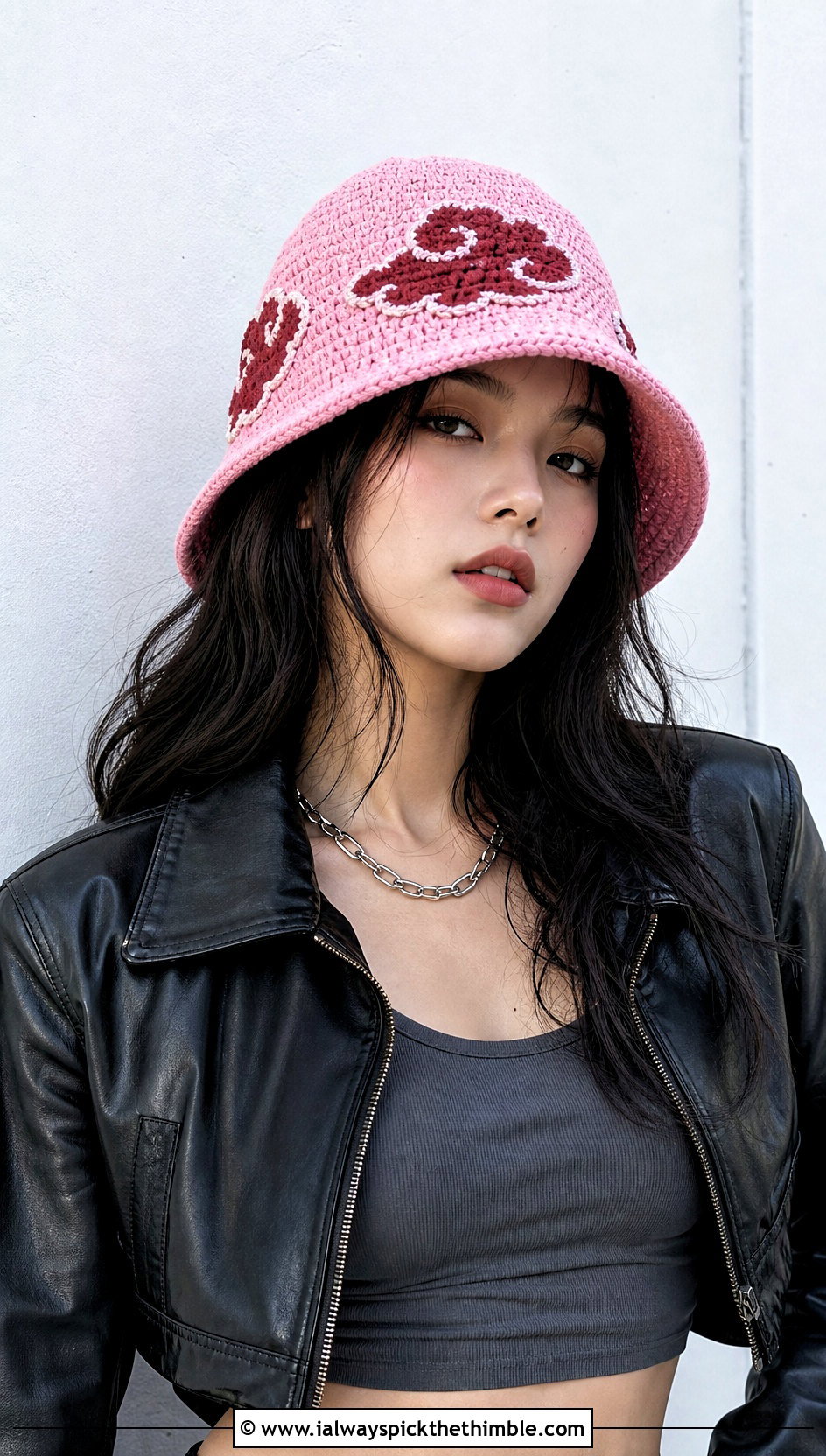 Akatsuki Cloud Bucket Hat With Leather Jacket - 20 naruto crochet hat outfit ideas