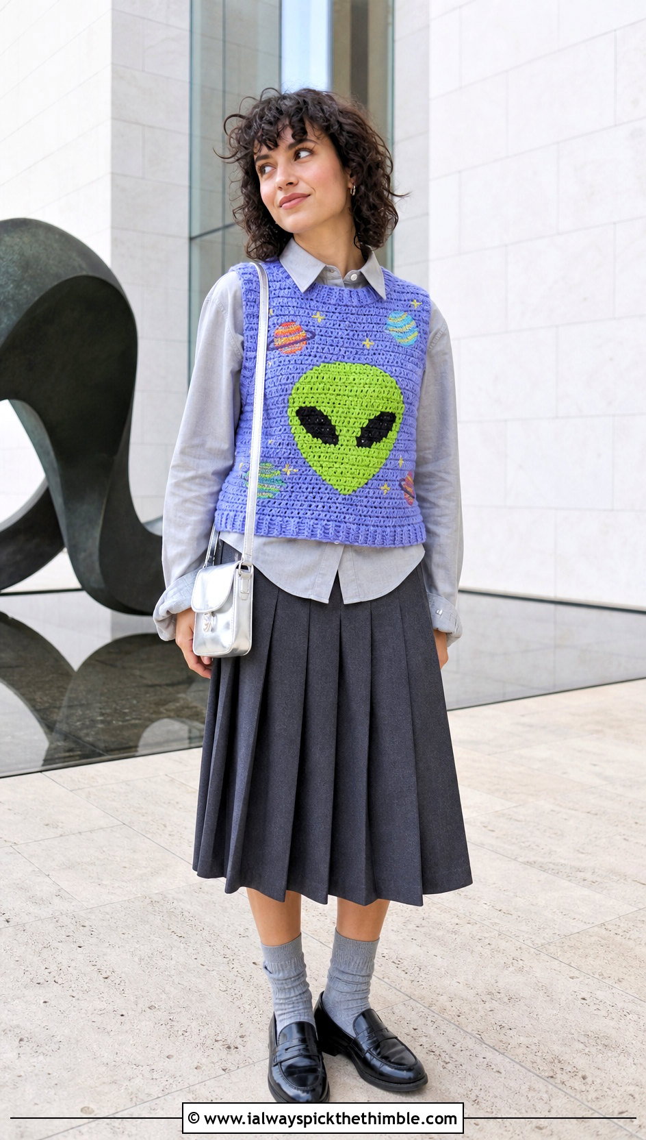Alien Crochet Vest With Pleated Skirt - 20 Funny Crochet Clothes and outfit ideas