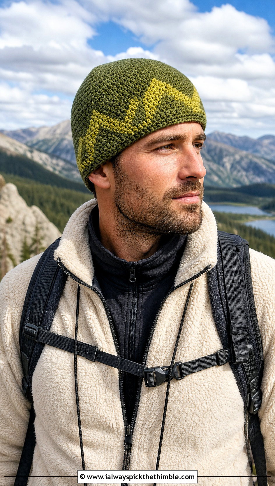 Alpine Crochet Hat With Fleece Jacket - 25 men's crochet hat outfit ideas