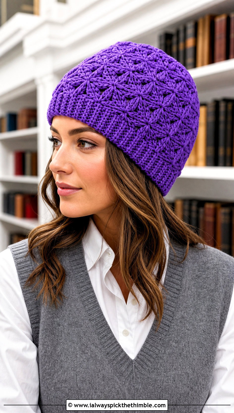 Alpine Stitch Crochet Beanie With Sweater Vest Outfit - 20 crochet fall beanie outfit ideas