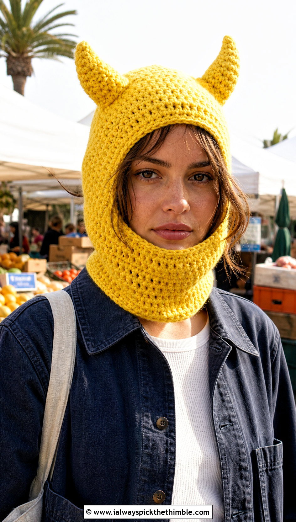 Alpine Stitch Crochet Devil Horn Balaclava With Chore Coat - 20 crochet devil horn balaclava outfit ideas