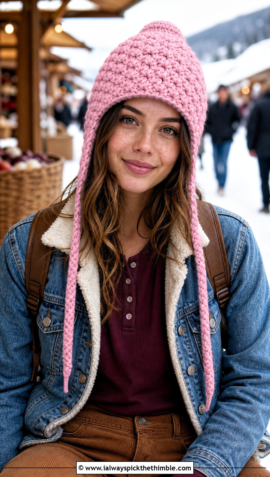 Alpine Stitch Earflap Hat With Denim Jacket And Corduroy Pants - 15 Alpine Stitch Crochet Hat outfit ideas