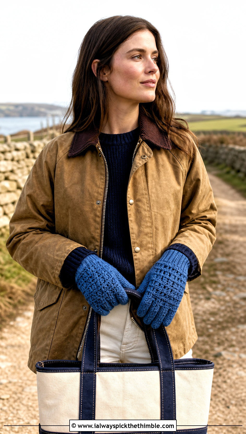 Alpine Stitch Flap Crochet Gloves With Barn Jacket - 20 crochet fingerless gloves with flap outfit ideas