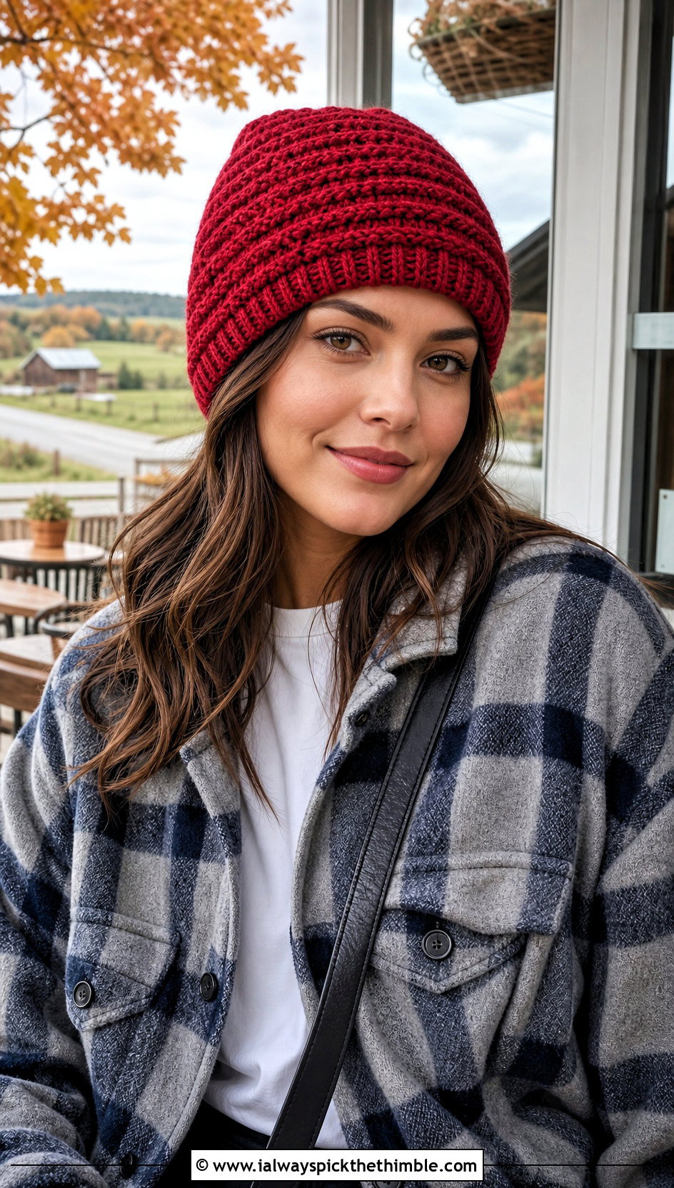 Alpine Stitch Size 4 Yarn Crochet Beanie With Shacket - 20 Crochet Beanie Size 4 Yarn outfit ideas