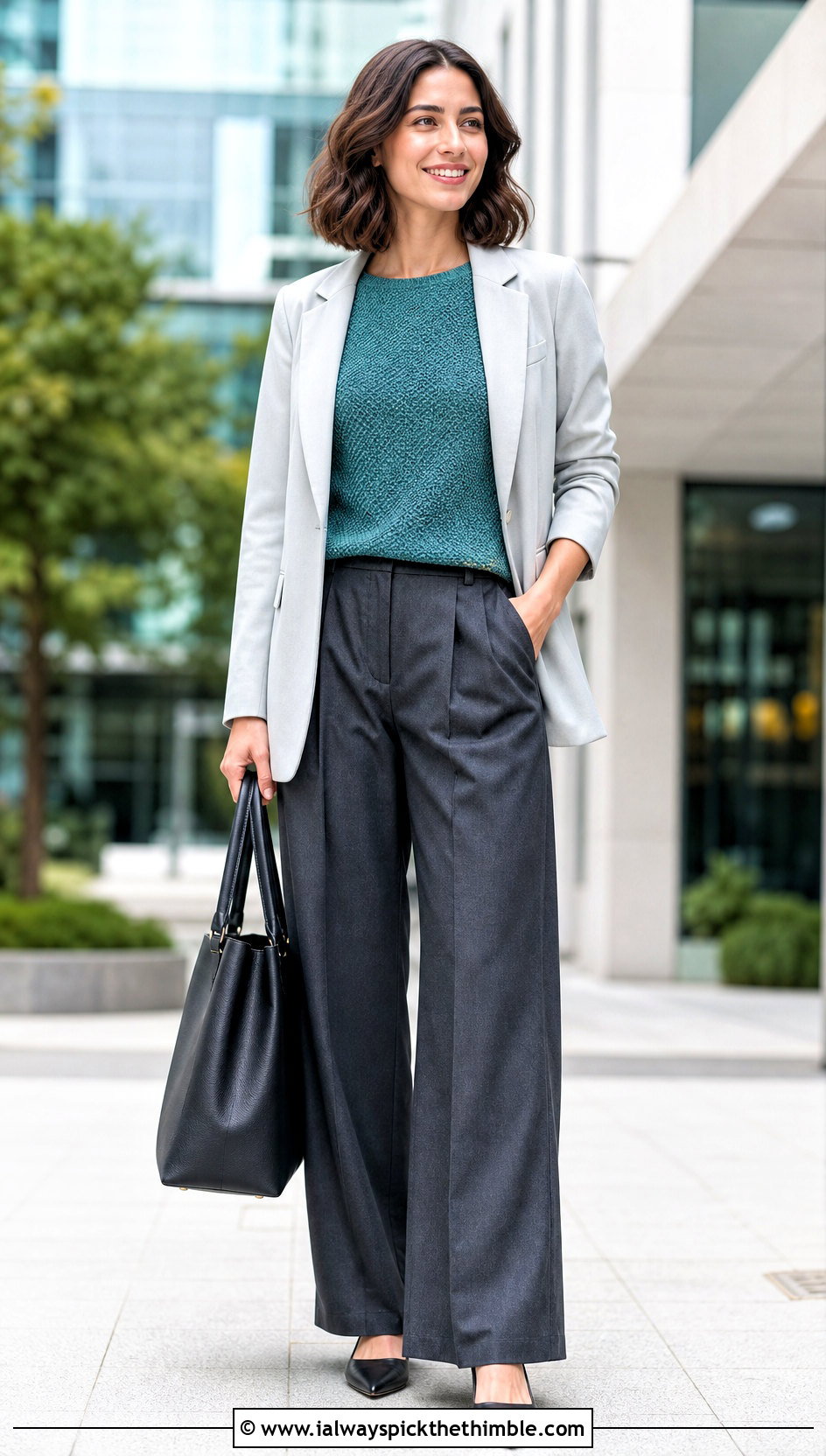 Alpine Stitch Sleeveless Shell With Tailored Trousers - 20 Alpine Stitch Crochet Top outfit ideas