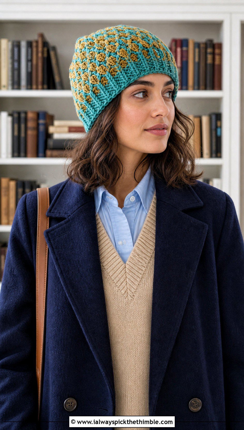 Alpine Stitch Two Color Crochet Beanie With Shirt And Vest - 20 two color crochet beanie outfit ideas