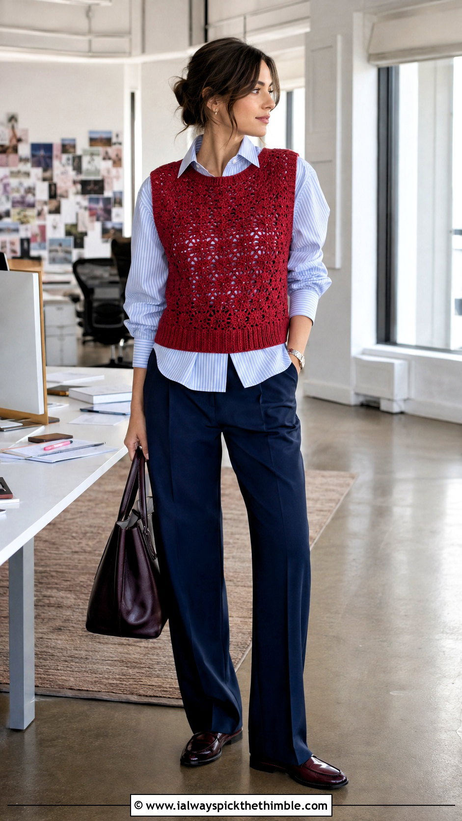 American Eagle Crochet Sweater Vest With Button Down Shirt And Trousers - 15 american eagle crochet sweater outfit ideas