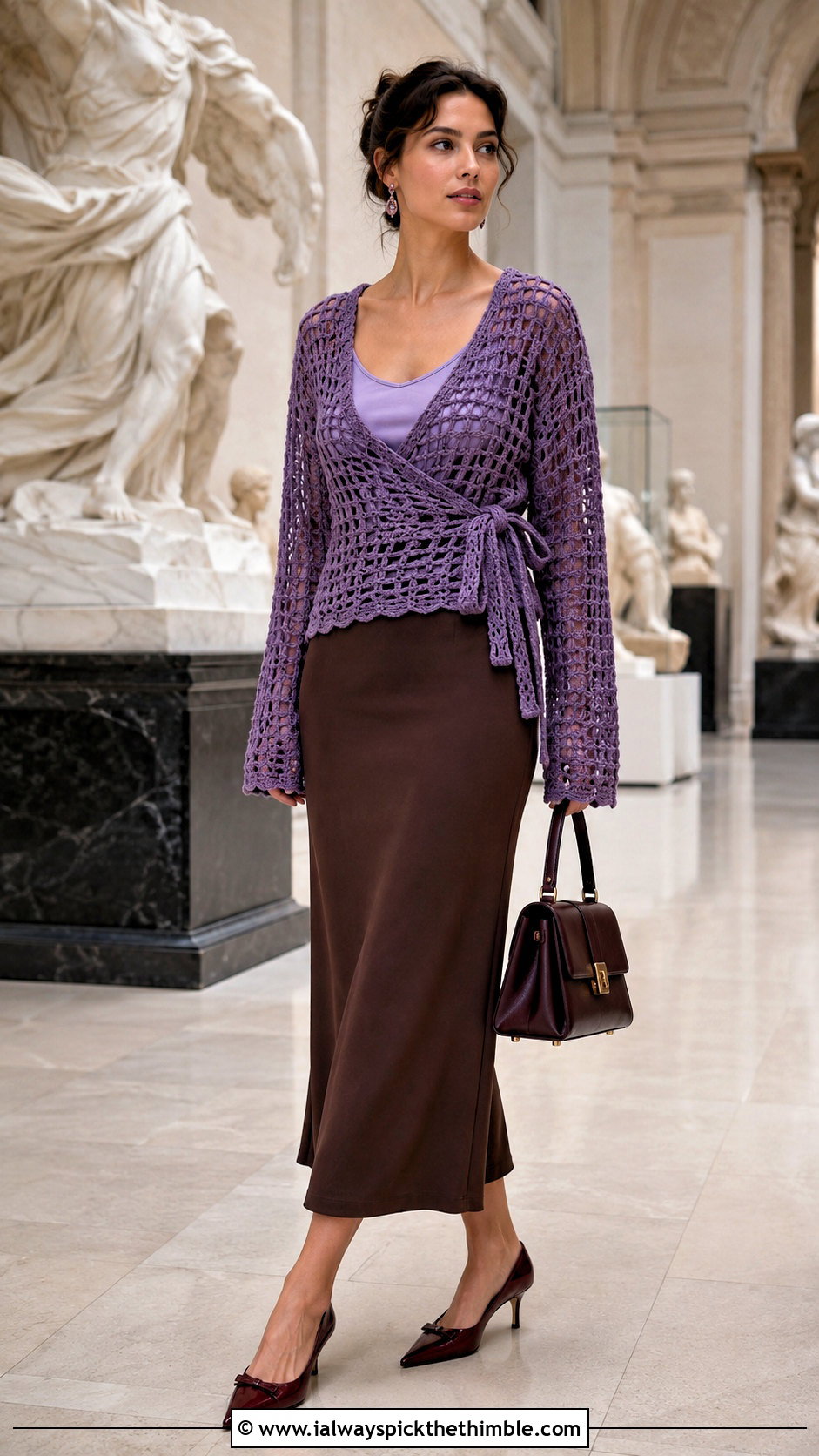 American Eagle Wrap Crochet Sweater With Column Skirt - 15 american eagle crochet sweater outfit ideas