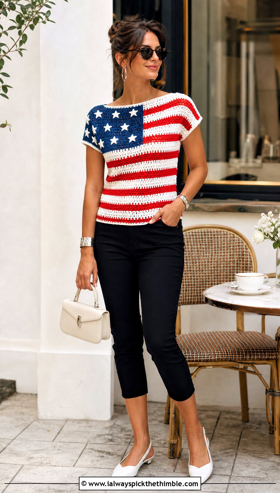 American Flag Boat Neck Crochet Top With Capri Pants - 20 american flag crochet top outfit ideas