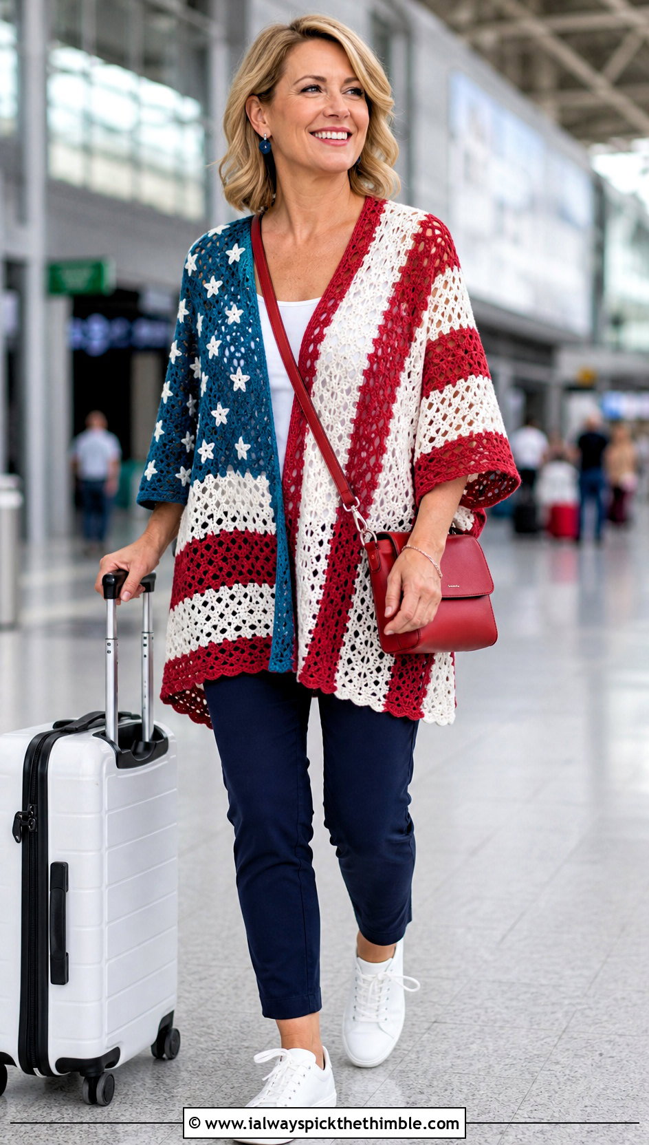 American Flag Crochet Tunic Top With Slim Pants - 20 american flag crochet top outfit ideas