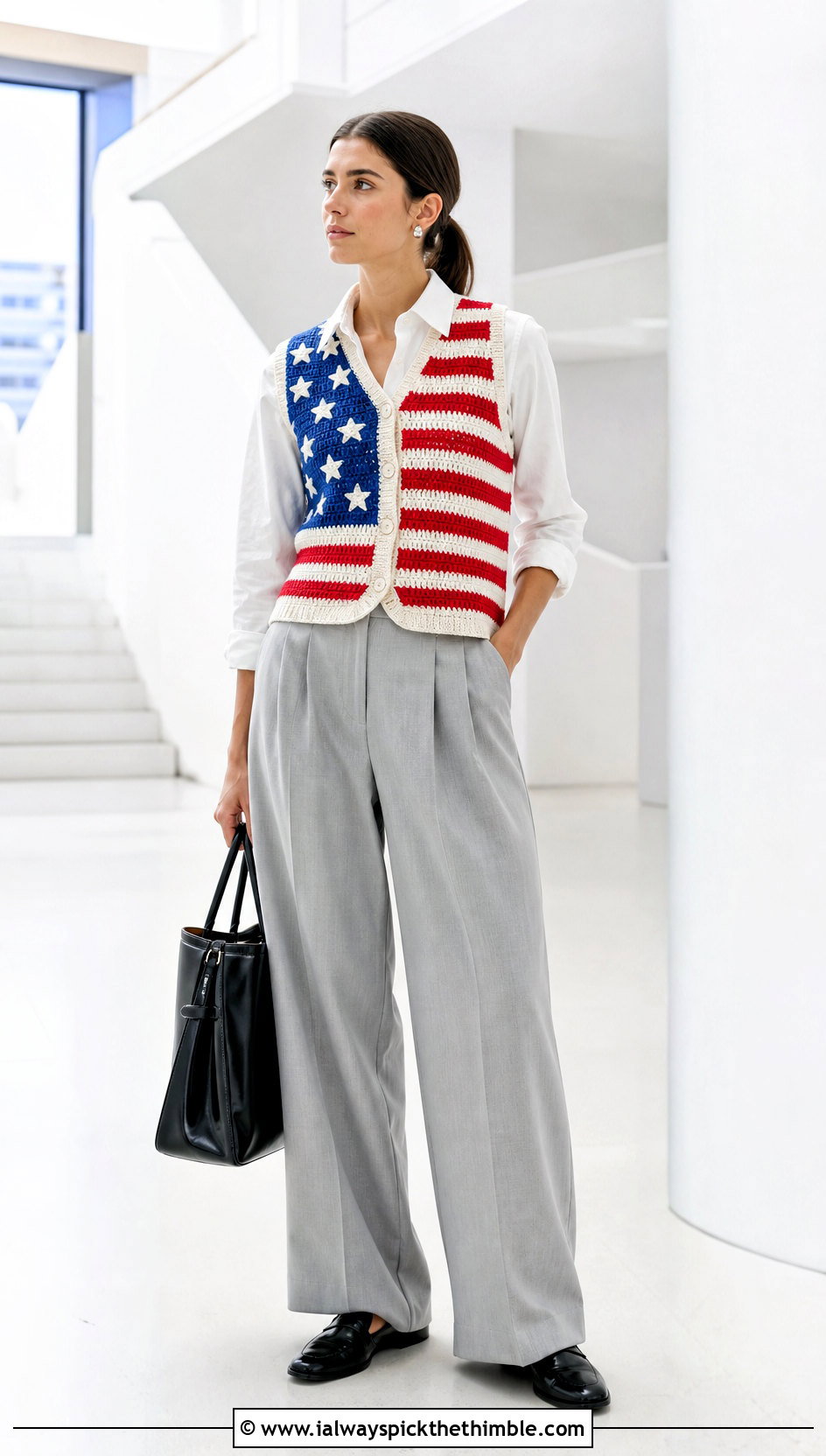 American Flag Crochet Vest Top With Tailored Trousers - 20 american flag crochet top outfit ideas